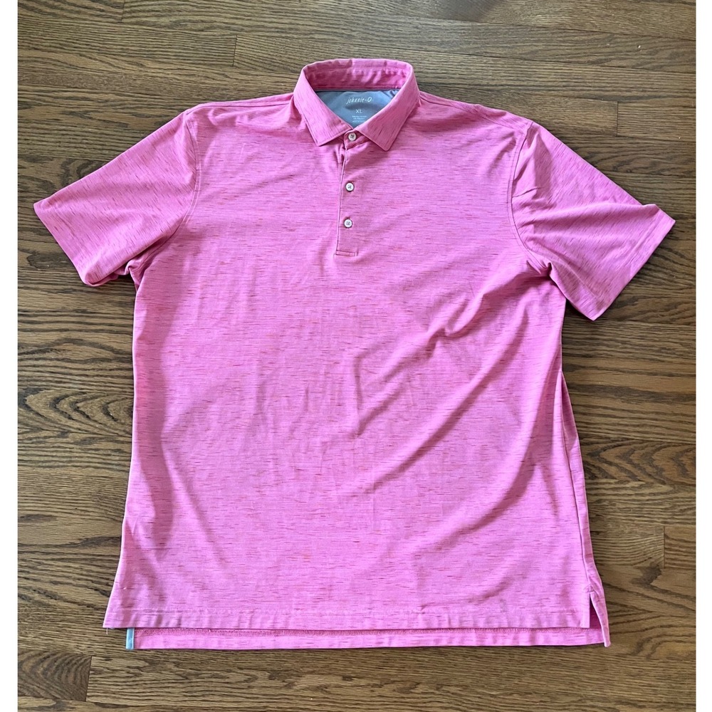Johnnie-O Mens XL Pink Space Dye Performance Golf Polo Shirt Stretch